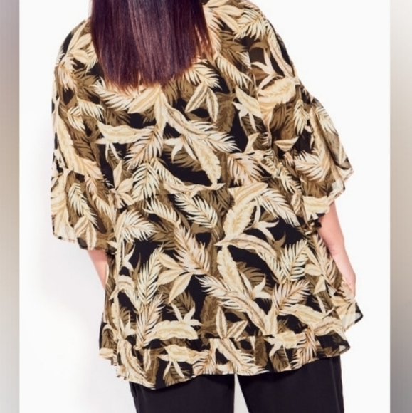 NWT PLUS SIZE BOHO FEATHER PRINT TUNIC TOP BY ARNA YORK SIZE 18 - Picture 2 of 7